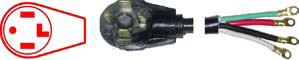 Dryer Cord, 4-wire, 220V, 30 Amp, 6', Closed Eyelet